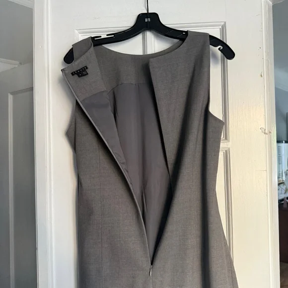 THEORY Light Gray Ruched Jarianna Wool Dress - Picture 8 of 10